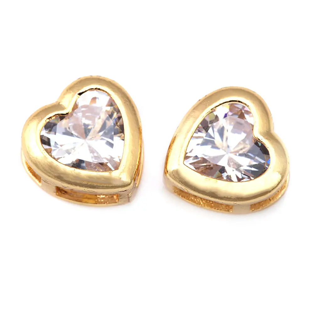 Pulsera de Abalorios de Brass de Oro 18K con Encantos de Corazón de Zirconia - details 19