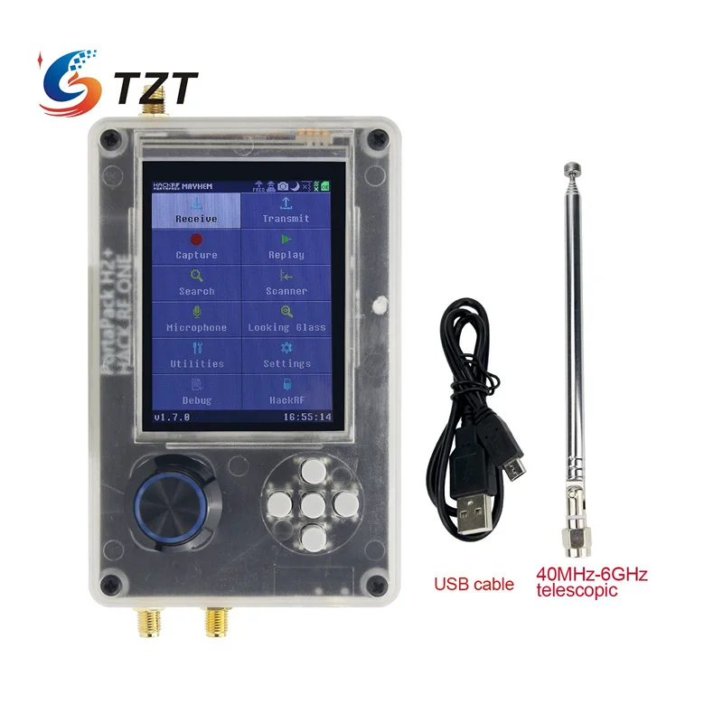 Upgraded HackRF One R9 V2.0.0 + Upgraded PortaPack H2 3.2" LCD + Shell Assembled Antenna USB Cable