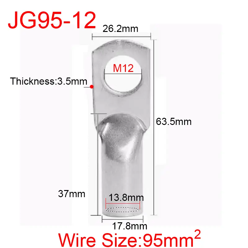 JG6/10/16/25/35/50/70/95/120-300 Marine Copper Screw Hole Electric Wire Cable Ring Tubular Cord End Lug Connector Crimp Terminal - Image 53