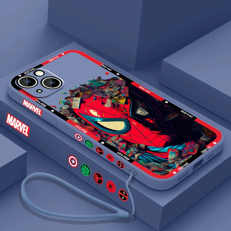 thumbnail image 1 of Funda de teléfono con póster de Los Vengadores de Marvel para Apple iPhone 15 14 13 12 11 Pro Max Plus 8 7 SE, funda Capa de cuerda izquierda líquida, 1 of 5