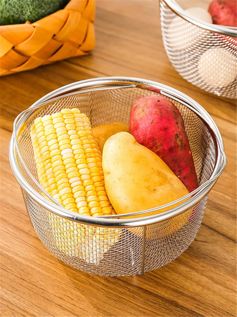 Description Picture 5 of itemPressure Cooker Rice Steamer with Handle Stainless Steel Oil Filter Drain Basket Food Steaming Rack Kitchen Cooking Utensils