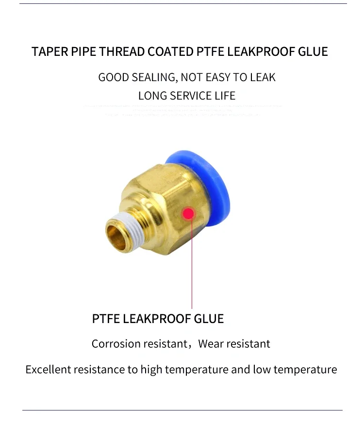 Description Picture 6 of itemPC12-01 500PCS A Lot Quick Air Hose Connector 12mm To Thread BSP 1/8" Male Nipple Brass Coupling One-Touch Pneumatic Fitting