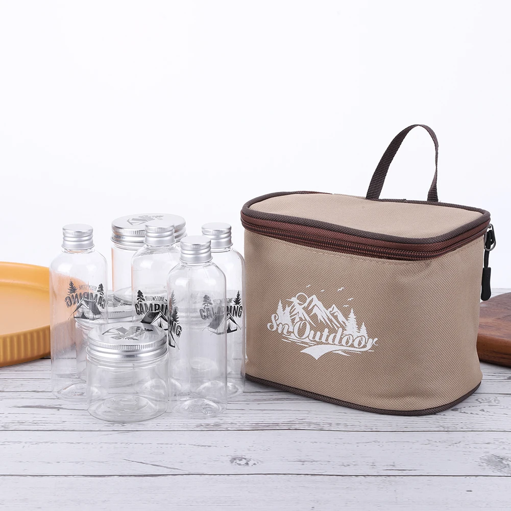 Camping Seasoning Bottle Set Spice Containers Camping Seasoning Dispenser Set Outdoor BBQ 8Pcs with Storage Bag