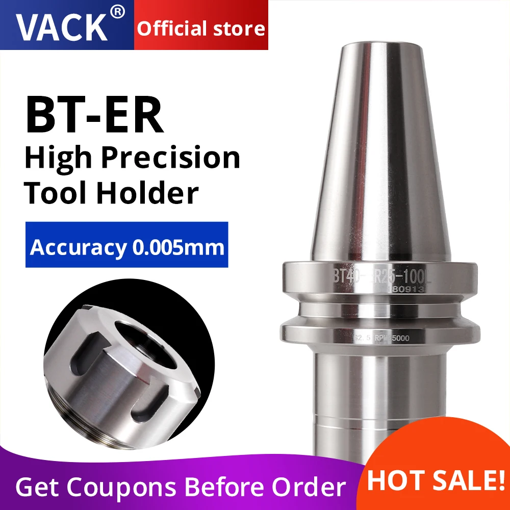 

VACK 0.003mm Precision BT30 ER16 ER20 ER25 ER32 BT-ER Hilt Dynamic Balance CNC Machining Center Tool Lathe Tool Spindle Holder