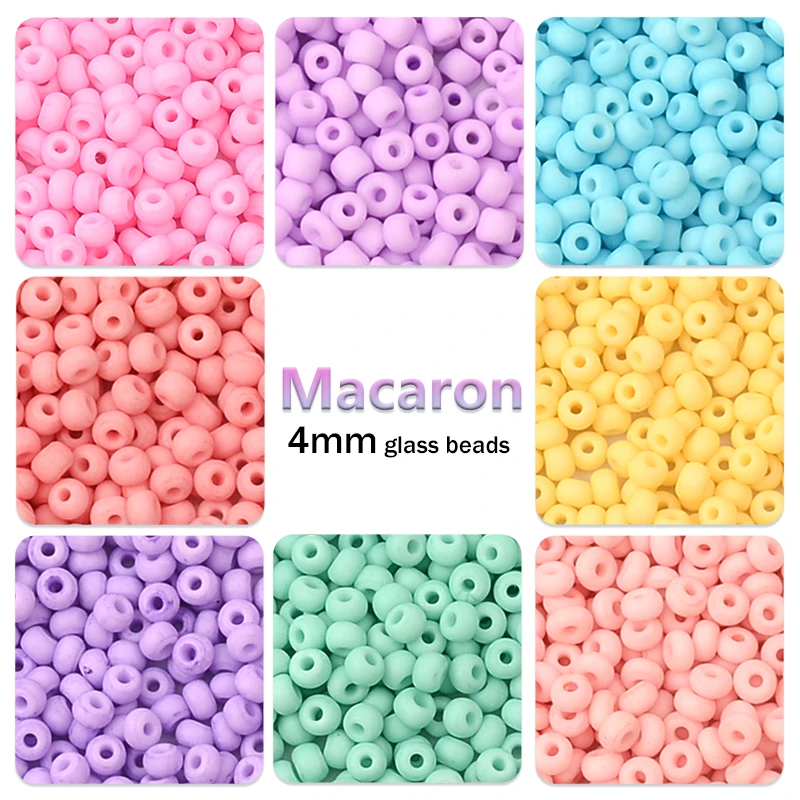 4mm Uniform Glass Seed Beads Mix Macaroon Colors Matte Frost Loose Spacer  Beads For Making Bracelets DIY Jewelry Material