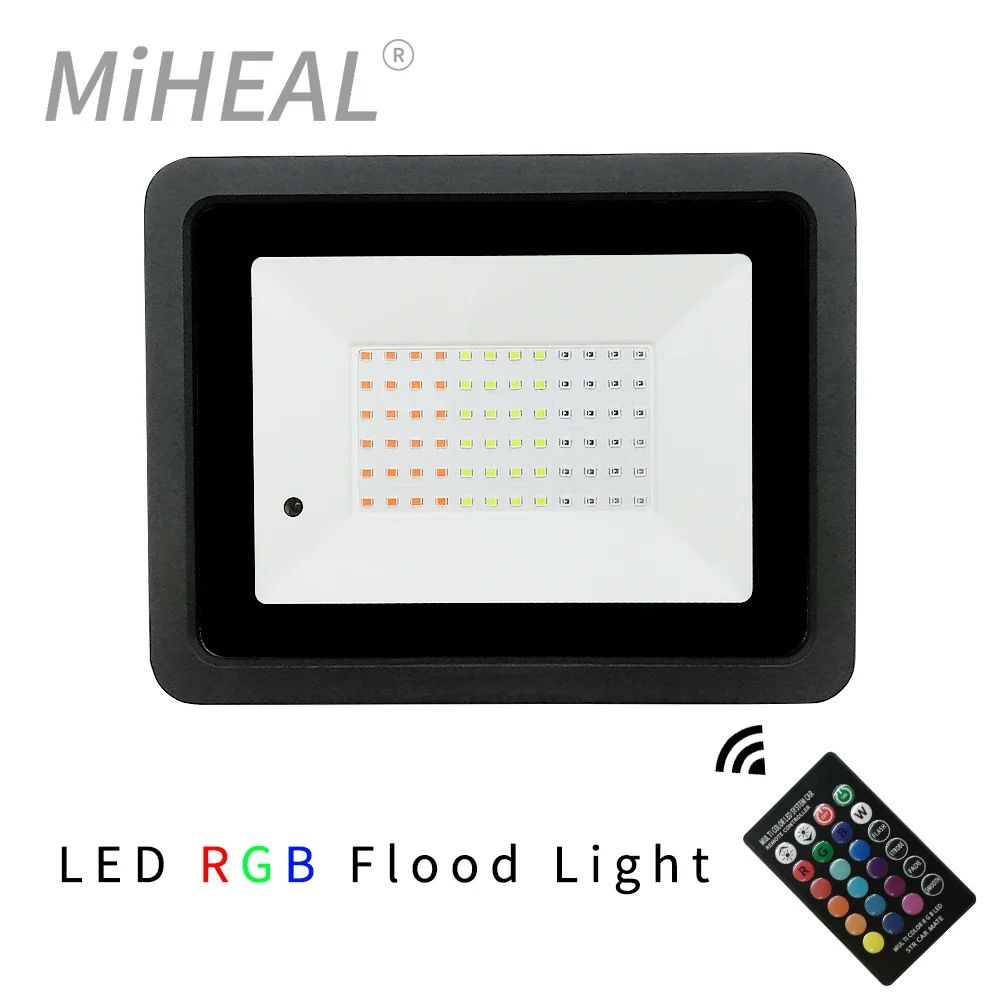 RGB LED Flood Light 20W 30W 50W 100W Outdoor RGB Floodlight Spotlight IP68 LED Wall Washer Light With Remote Control