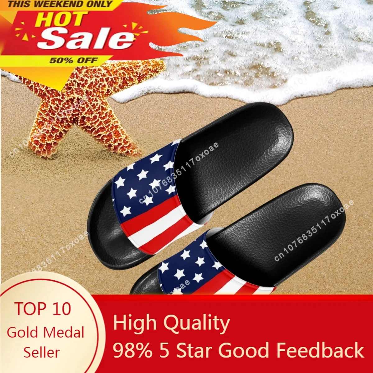 BELIDOME Luxury Designer American Flag Pattern Sandals Fashion Home Adult Comfortable Anti-Slip Slippers Cool Beach Slides Gift