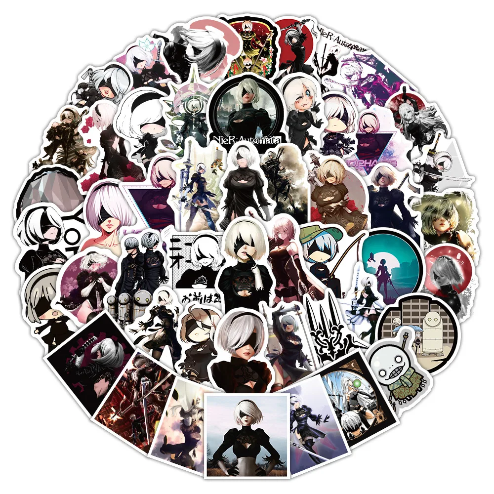 10/50PCS NieR Automata 게임 스티커 개인화 된 멋진 크리 에이 티브 장식 스케이트 보드 헬멧 오토바이 스티커 어린이 장난감