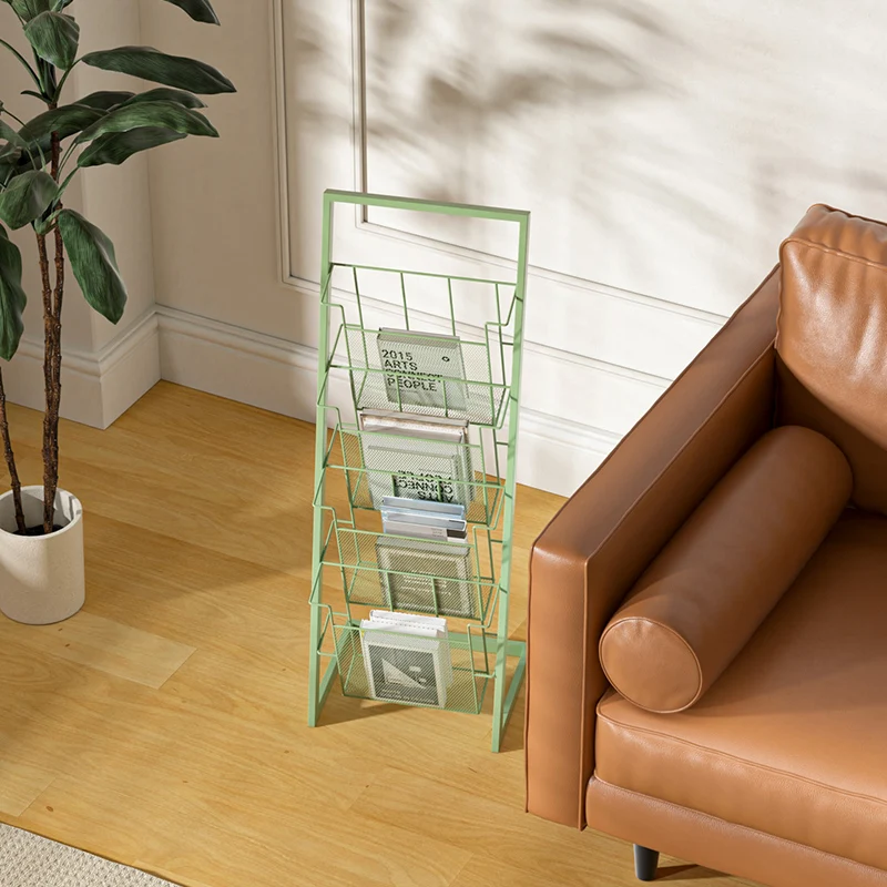 Nordic Creative Magazine Rack Desktop Floor Standing Book Display Iron Storage Shelf Living Room Book Organizer Decoration FYMR