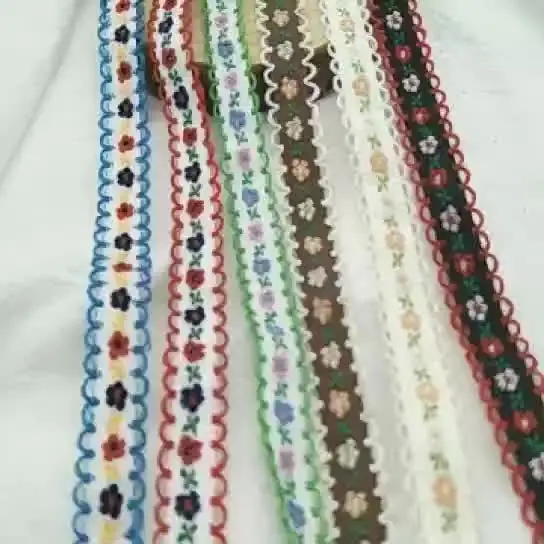 22 ярдов * 12 мм вышивка жаккардовые пасторальные цветы ленты тесьма DIY Швейные