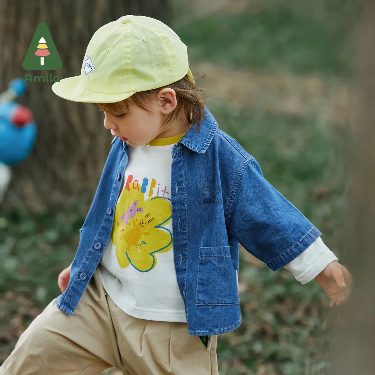 Amila Baby Boys Demin Shirt Spring New 100% Cotton Long Sleeves Top Fashion Soft Cowboy Three Quarter Sleeve Kids Outwear