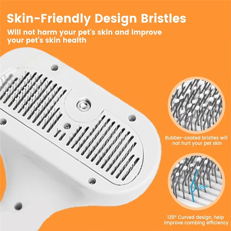 Rechargeable Pet Hair Comb Pet Atomizer Grooming Easy One-Button Hair Removal Forpet
