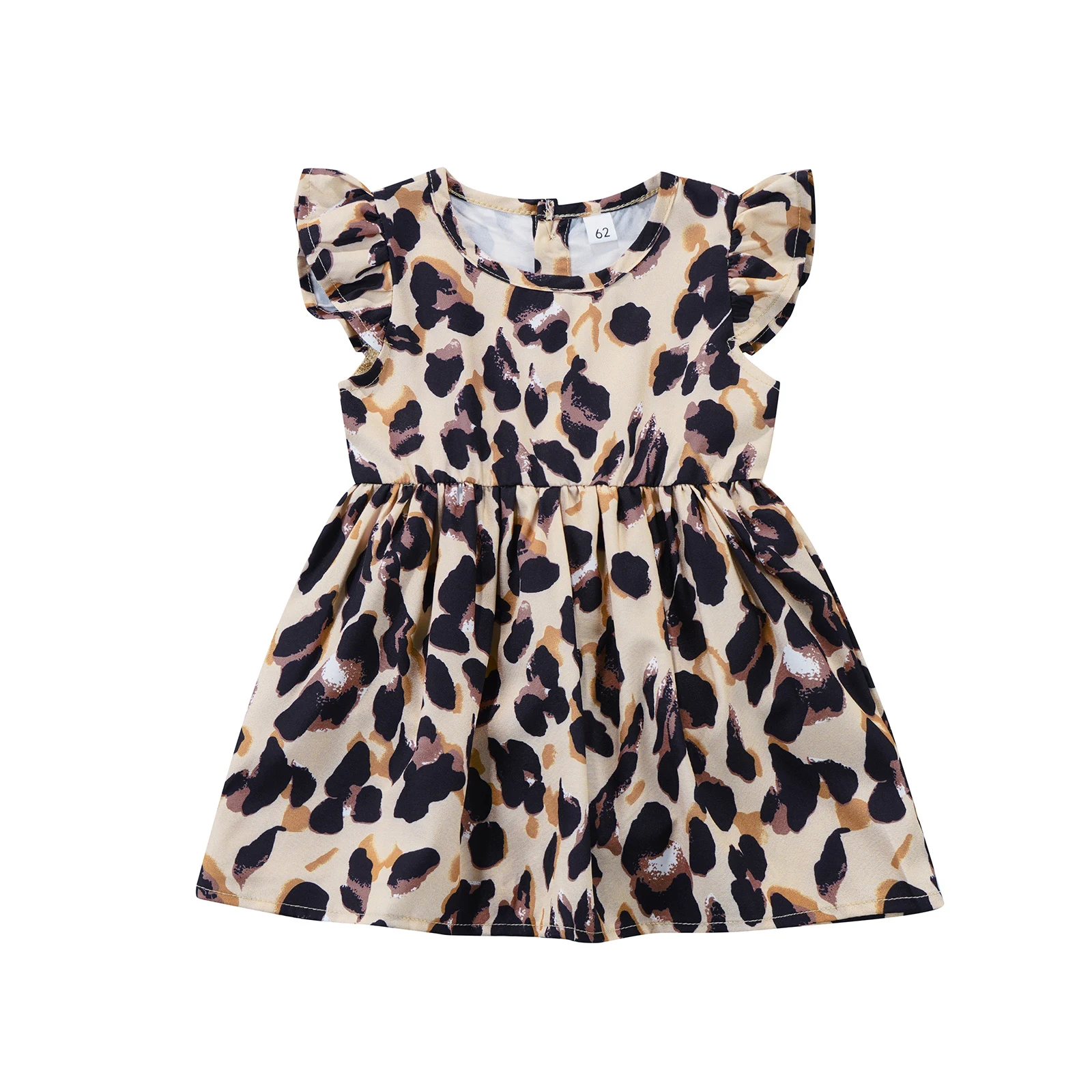 2022 018m Infant Baby Girl Romper Dress Fashion Leopard Print Round Neck Short Sleeve Summer