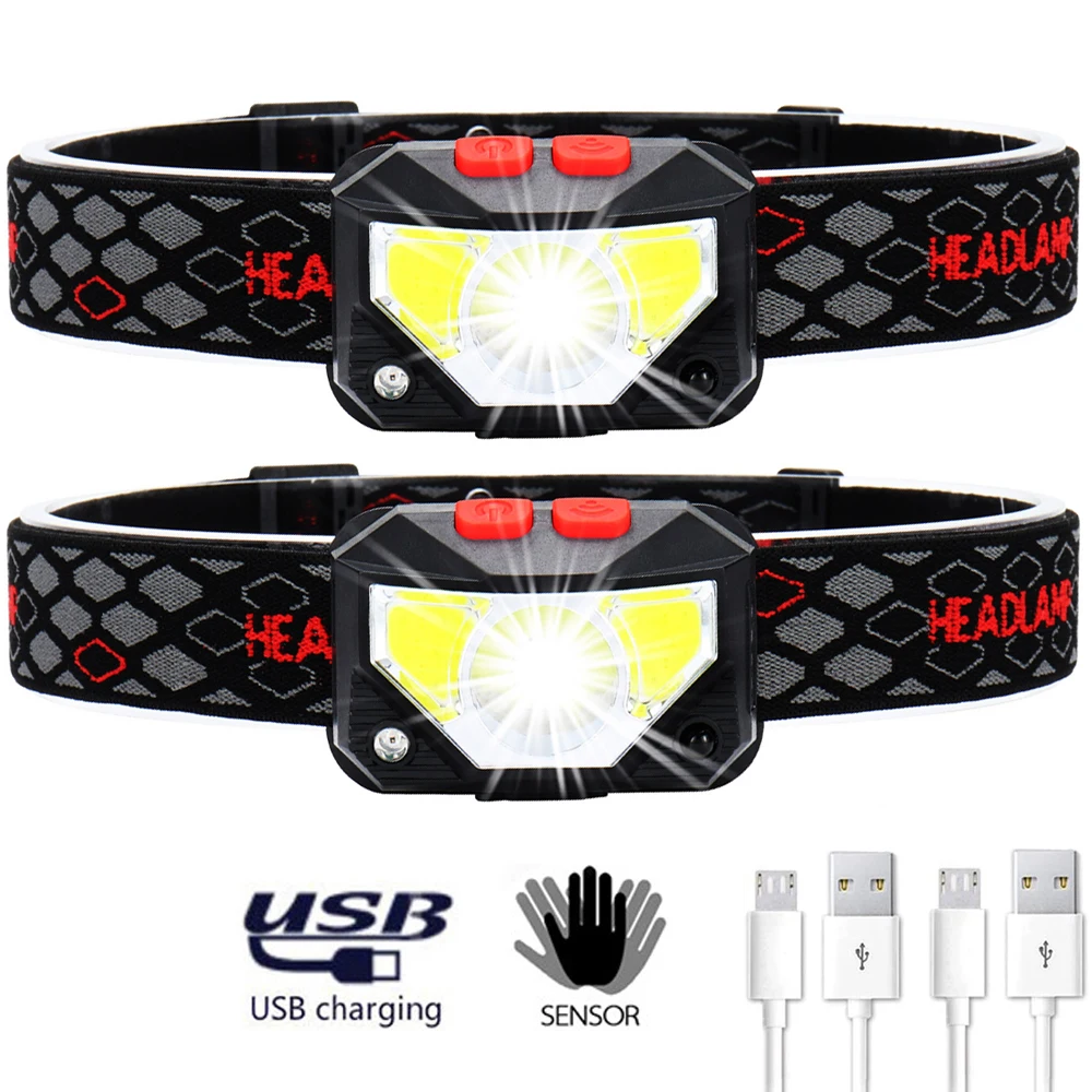 LED Headlamp Motion Sensor Rechargeable Headlights 7 Modes