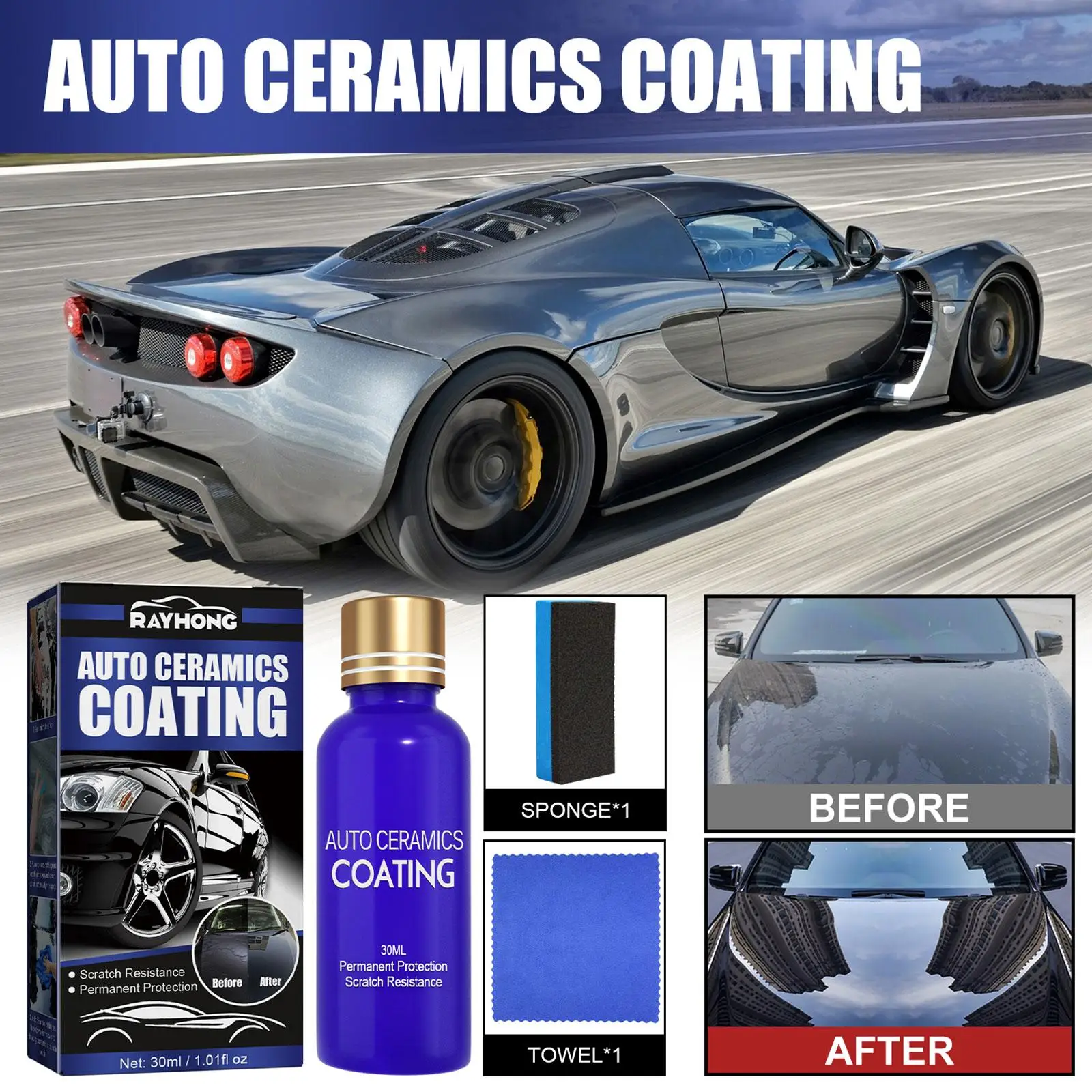 Ceramic Car Glass Coating Liquid Hydrophobic Anti Scratch