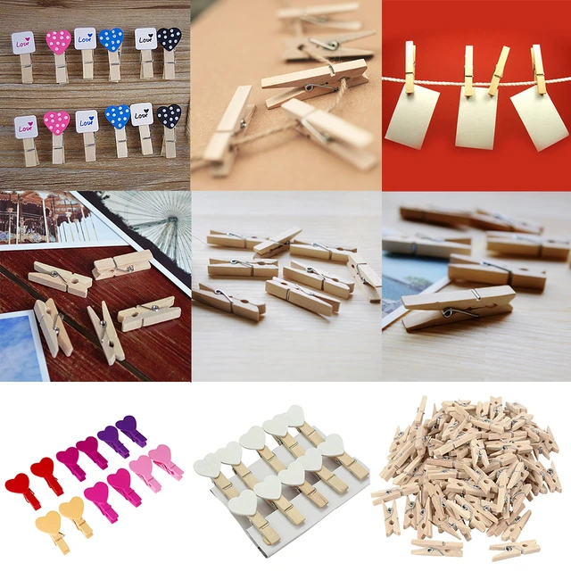 100PCS Wooden Clothes Pegs Small Clothespins Pictures Wood Tiny