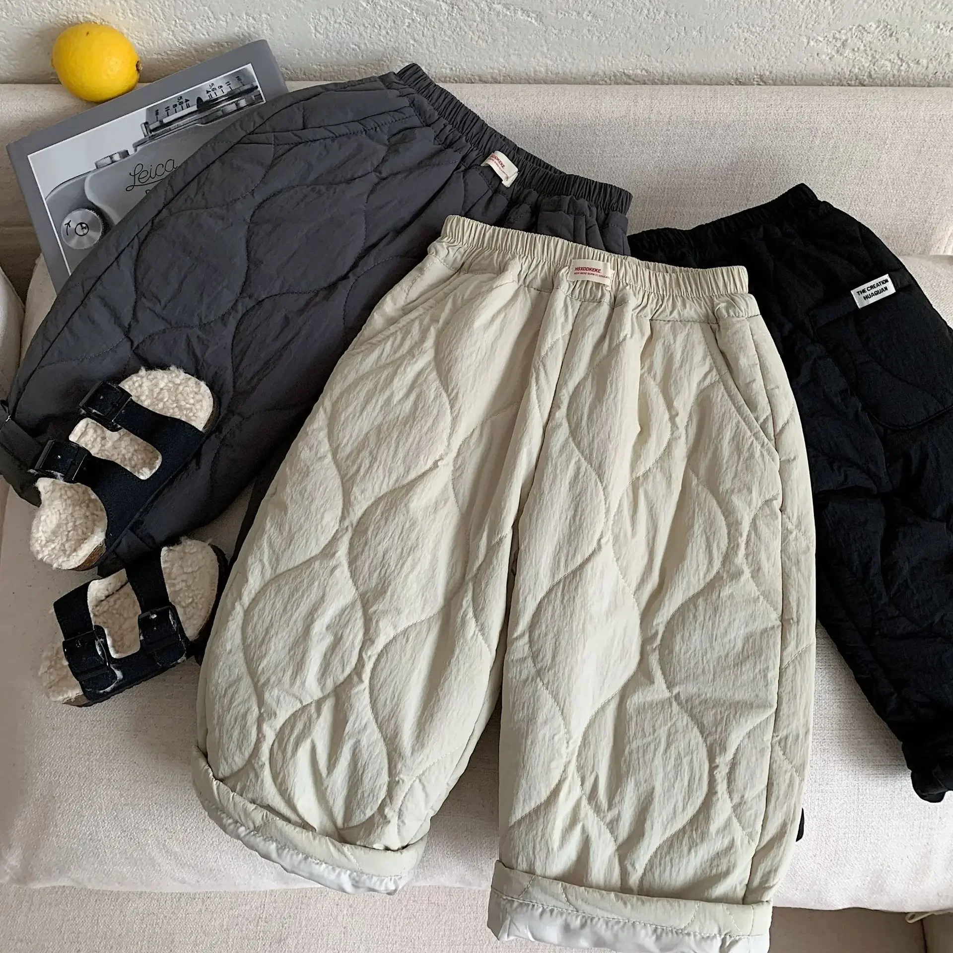 Boys Thick Fleece Pants Warm Lining Trousers for Kids