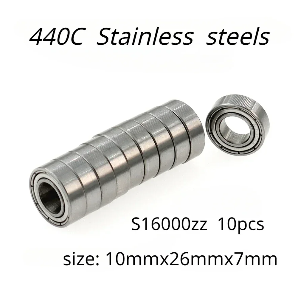 

Veekaft высокоточные высококачественные рандовые подшипники из нержавеющей стали 440C-S16000zz 10 шт. Размер 10 мм x 26 мм x 7 мм