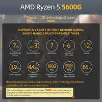 AMD Ryzen 5 5600G R5 5600G 3.9GHz Six-Core Twelve-Thread 65W CPU Processor L3=16M 100-000000252 Socket AM4 New and have fan 5