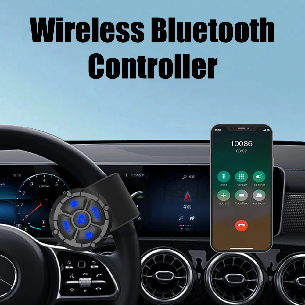 

Media Controller Car Accessories Steering Wheel Remote Control Remote Button Helmet Earphone Portable Wireless Bluetooth 5.3