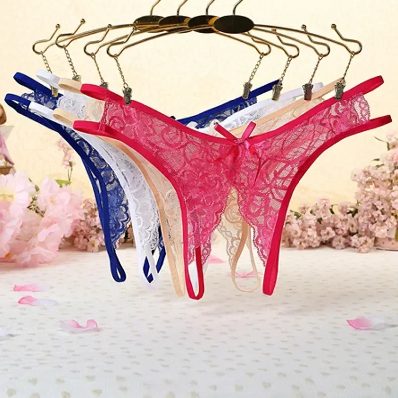 Women Panties Female Underwear Seamless Panties Cotton Panties Lace Panties Womens Underwear Brazilian Underwear Crotchless Bowknot Sexy Thong Temptation Sheer For Women