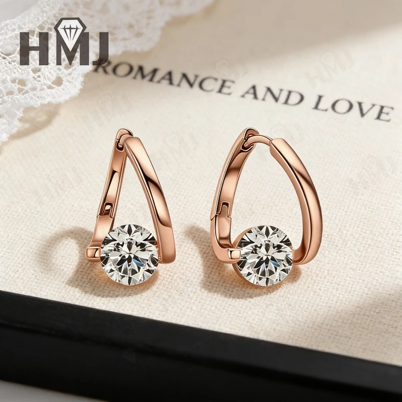 925 Sterling Silber Moissanit-Ohrringe 1-2ct D-Farbe Runder Brillantschliff Feiner Schmuck Muttertagsgeschenk für Frauen Jubiläumsgeschenk – Detail 10