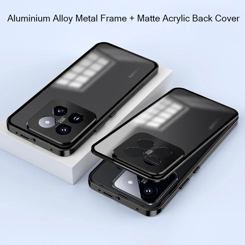 

Aluminium Alloy Metal Frame For Xiaomi Mi 14 Pro Case Matte Acrylic Back Cover Metal Bumper Camera Lens Protector Funda