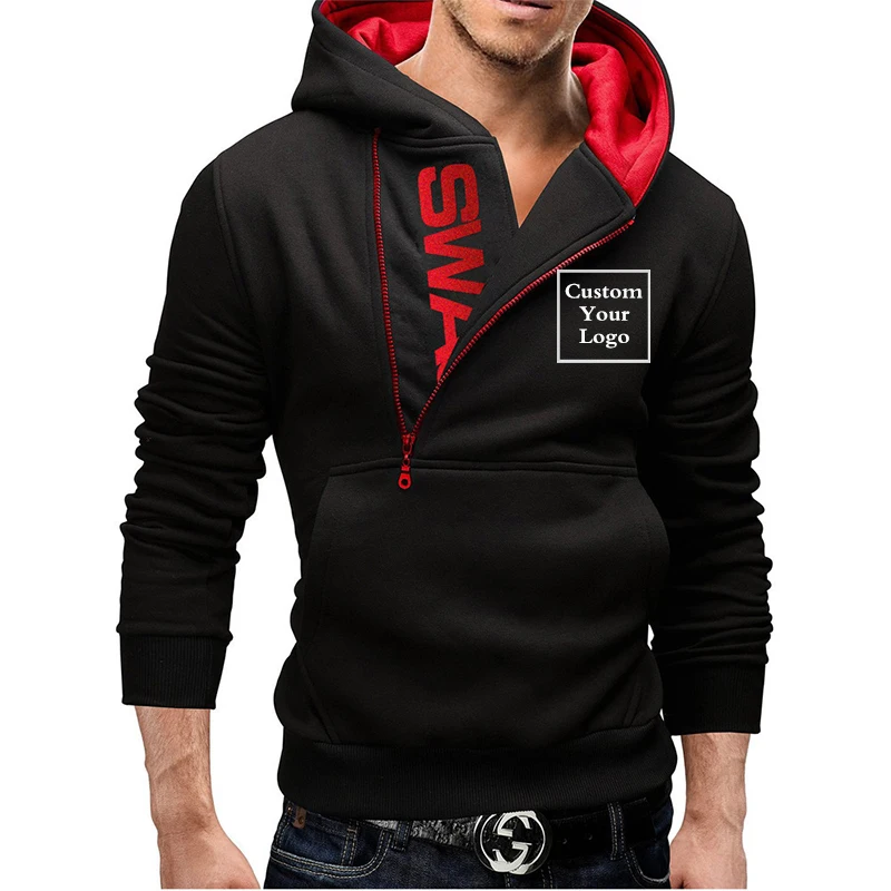 Mans Custom Logo Spring and Autumn Hoodies Letter Hooded Sweatshirt Patchwork Color Plus Zipper Hoodies