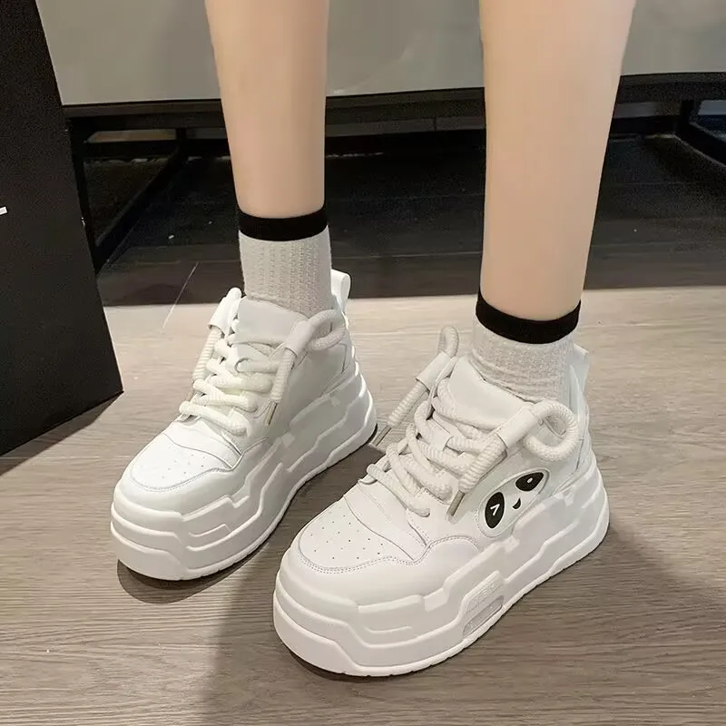 Woman Chaussures Femme 6CM High Platform Sneakers Women Casual Leather Sport Shoes New Autumn Vulcanized Skateboard Zapatillas