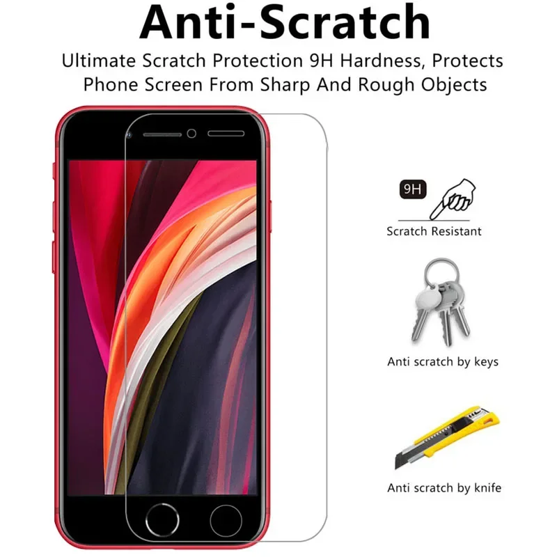 vetro temperato protettivo per iphone se 2020 protezione schermo su i phone s e es 2 se2020 se2 pellicola di sicurezza aphone aiphone iphon 9h - immagine 3