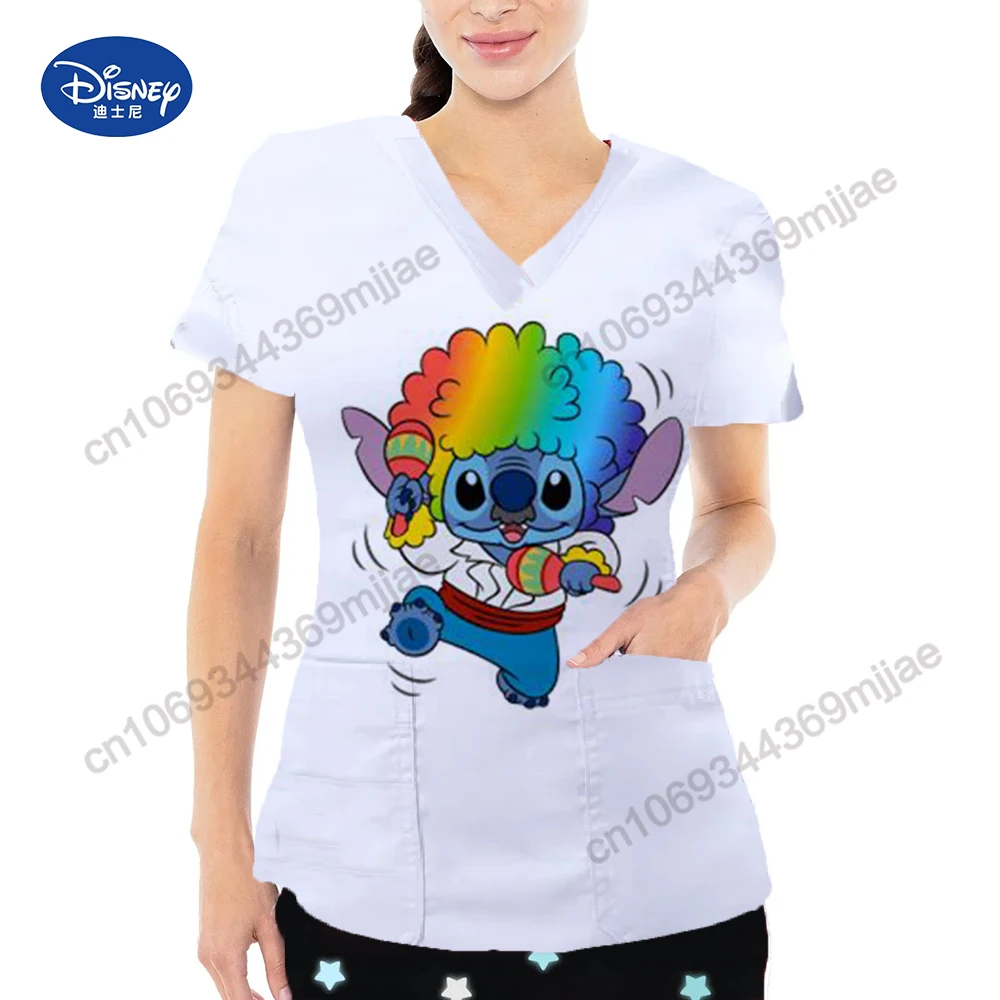 

Женская футболка с коротким рукавом, V-образным вырезом и карманами