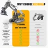 1/20 Remote Control Excavator 11 Channel RC Excavator Truck Toys 2.4Ghz Construction Vehicles with Metal Shovel Rotation for Kid 3