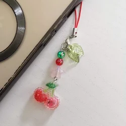 Charming Sparkly Red Cherry Beaded Phone Lanyard and Keyring Gift (Cherry)
