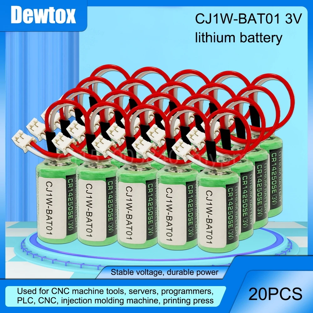 

20PCS CP1W-BAT01 CJ1W-BAT01 PLC CNC CR14250SE-R 3V 1000mAh Lithium Battery With Wpecial Plug CP1E For Back-Up Batteries