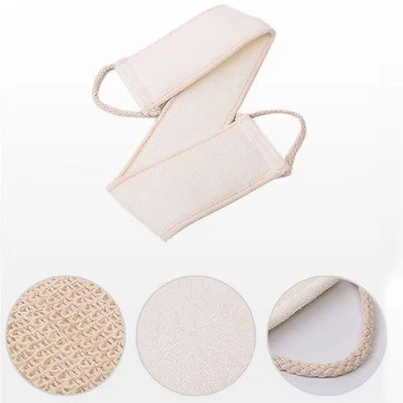 Natural Cotton Linen Loofah Long Strip Back - Pulling And Body - Scrubbing Towel Powerful Exfoliating Massage And Back Scrubbing