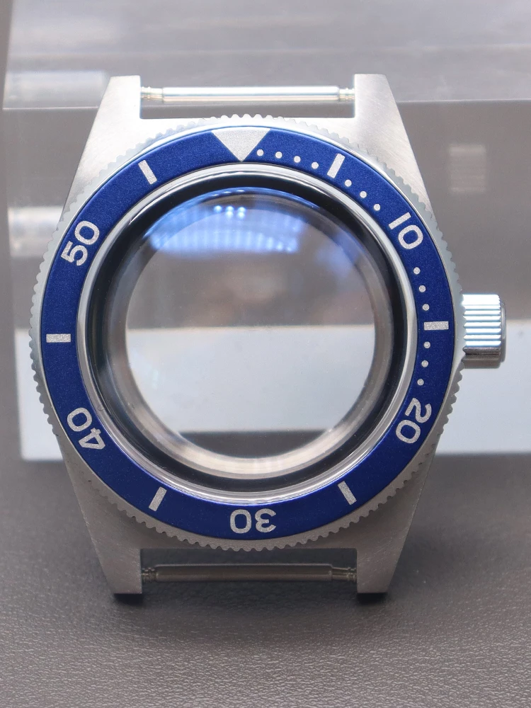 Premium Silver 40mm Diving Watch Case with Alloy Bezel and AR Sapphire Glass