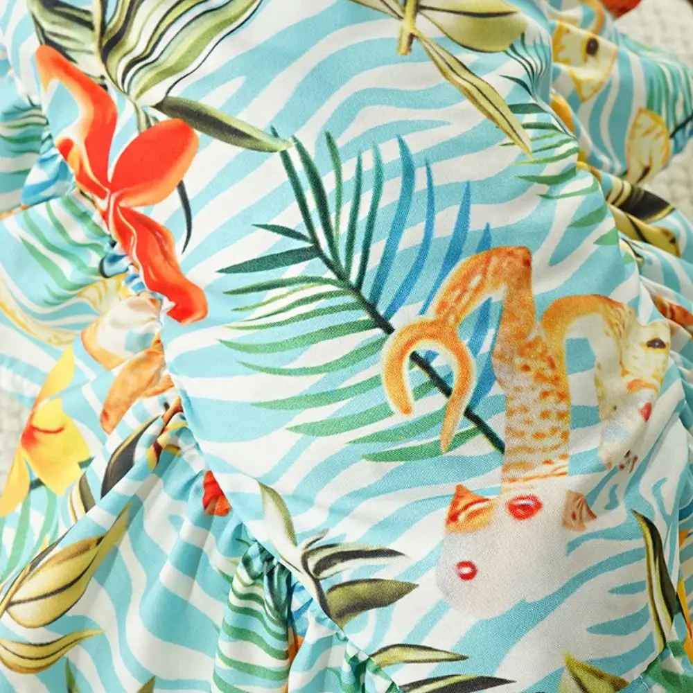 Fashion Hawaiian Style Pet Beach Shawl Skirt Sun Protection Breathable Dog Vacation Skirt Cool Cat Cape Dress Pet Supplies
