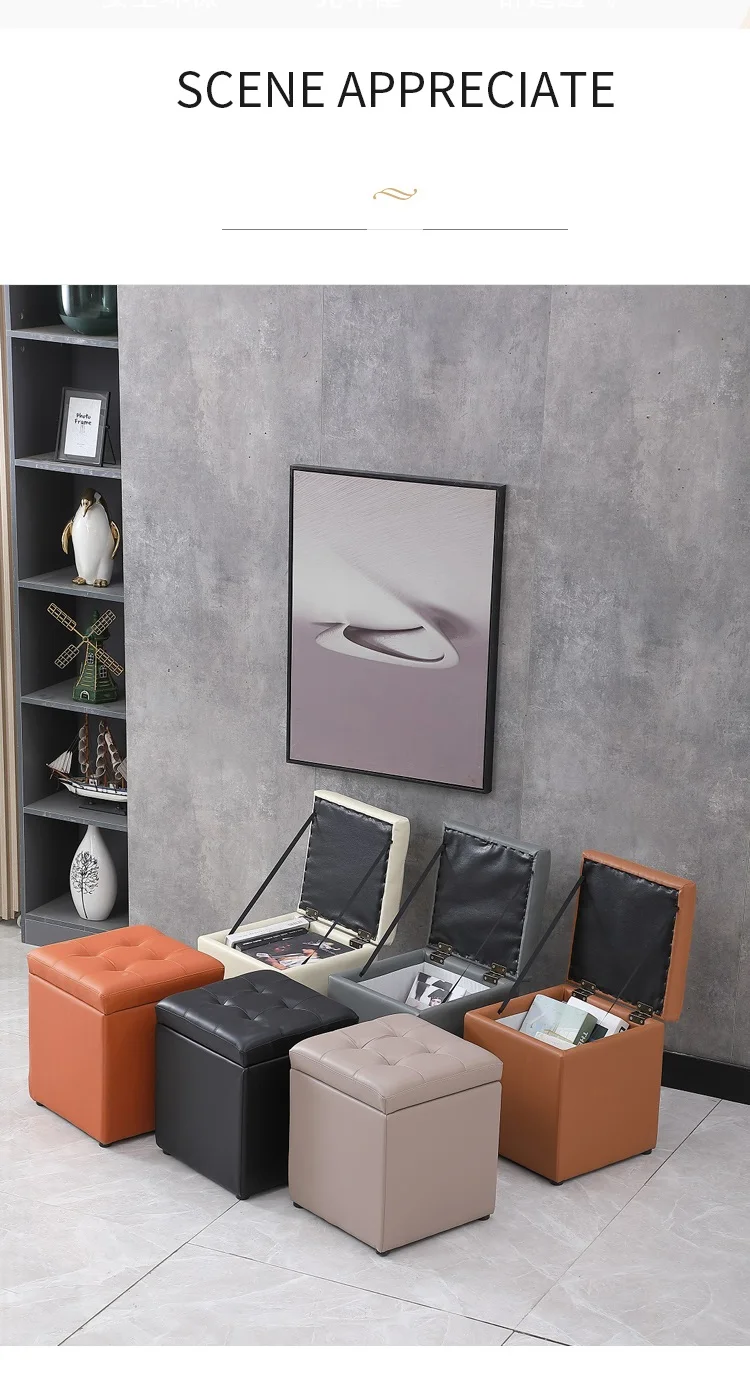 Simple Square Stool,Changing ShoeS Stool ,Coffee Table Dressing Stool, KTV Small Leather Pier Sofa Low Stool