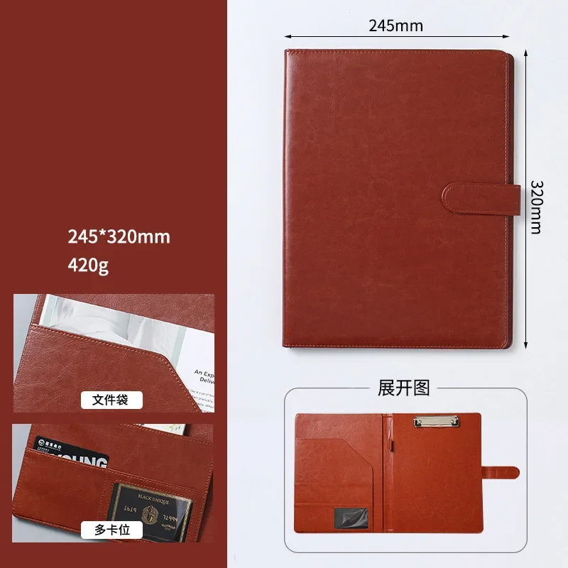 Business Folder Multifunctional A4 Conference Leather Contract File Folders