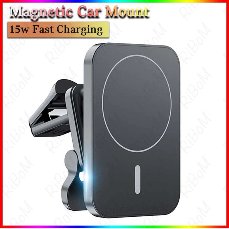 NEW 15W Fast Qi Magnetic Wireless Charger Car Air Vent Phone Holder Mount Compatible With Magsafe Case For IPhone 12 13 Pro power bank power bank