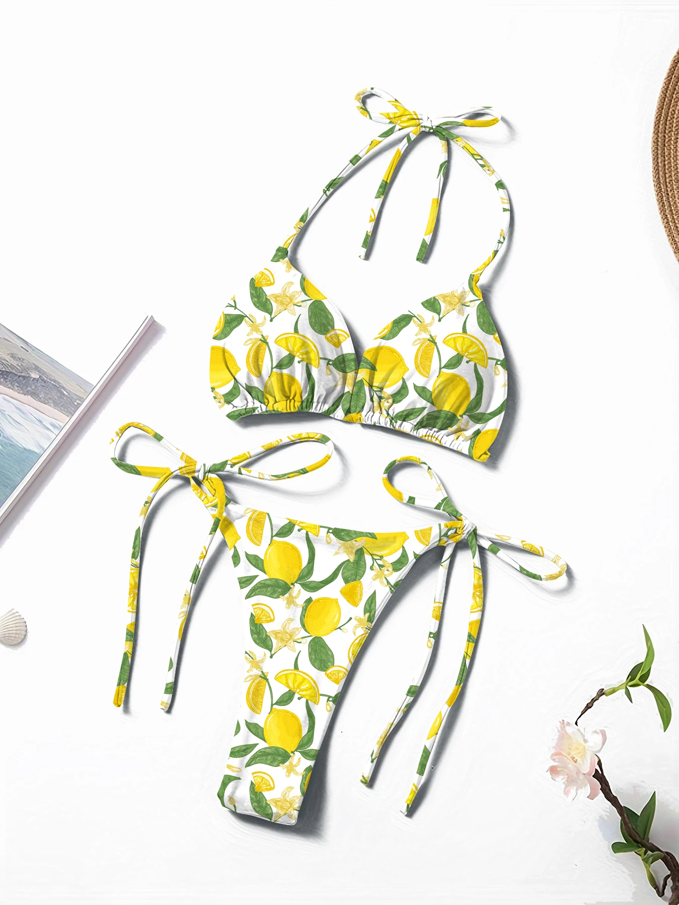 New European and American Style Solid Color Sexy Lace-Up Hot Girl Style Fashionable Bikini Swimwear for Women