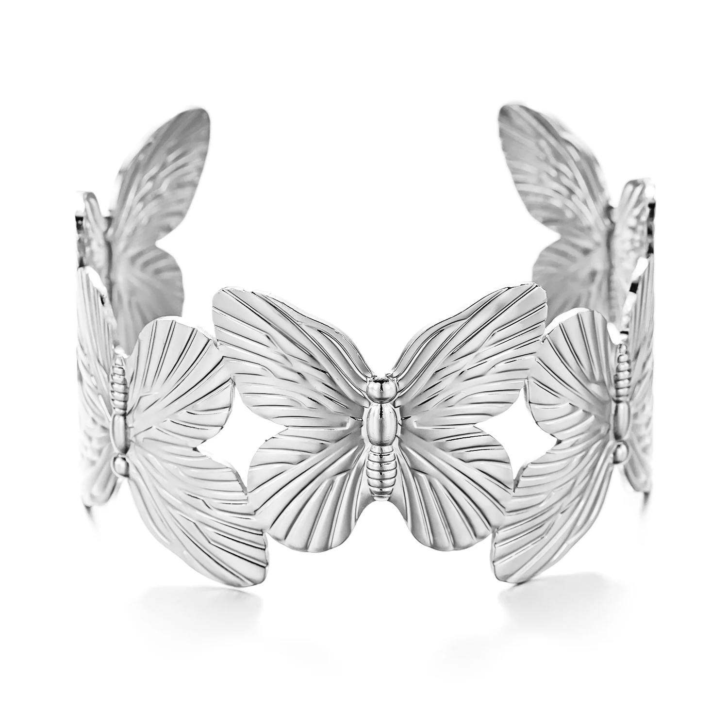 Bracciale Aperto Farfalla Oro Con Fiori In Tessuto - Gioiello Polso Donna, Design Unico