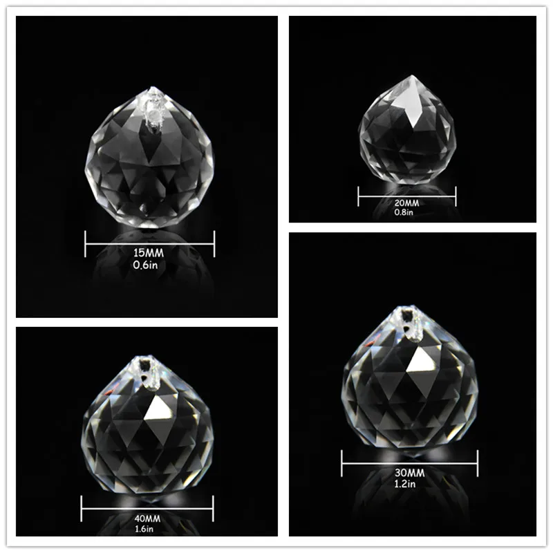 Crystal Sun Catcher 15mm-40mm Clear/AB Crystal Faceted Balls K9 Chandelier Parts Prism Hanging Drop Pendant Home Wedding Party Decor chandelier crystal drops crystal beads