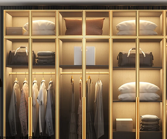 

Light Luxury Wardrobe, Household Bedroom, Small Unit Combination Wardrobe, Glass Cabinet