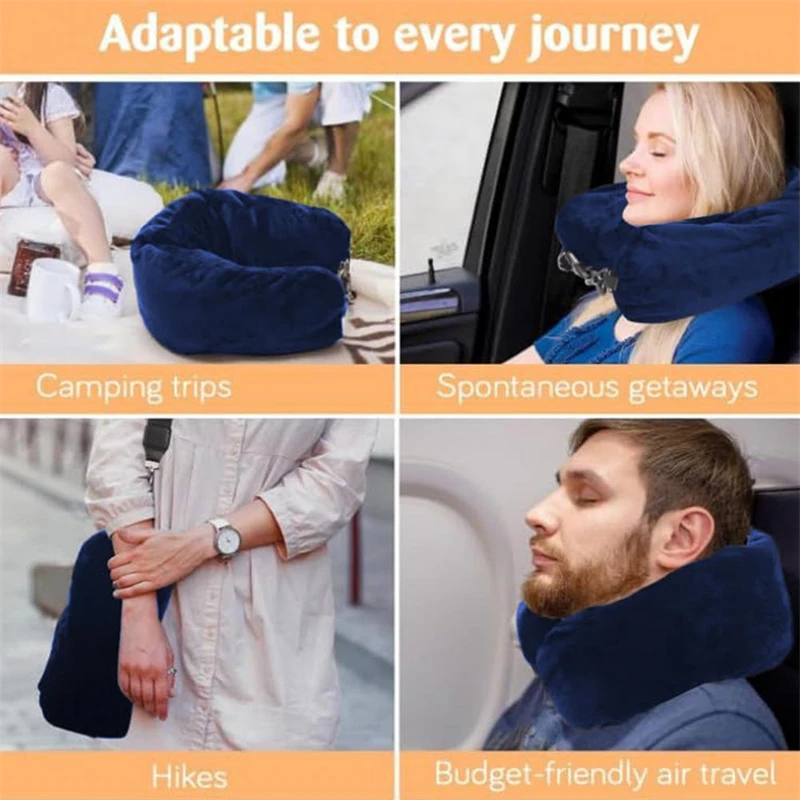 Almohada portátil rellenable para el cuello, ropa rellenable para ahorrar espacio, franela cómoda ajustable para coche, tren y avión