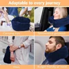Portable Fillable Neck Pillow Space-saving Fillable Clothes Neck Pillow Adjustable Comfortable Flannel For Car Train Airplane 5
