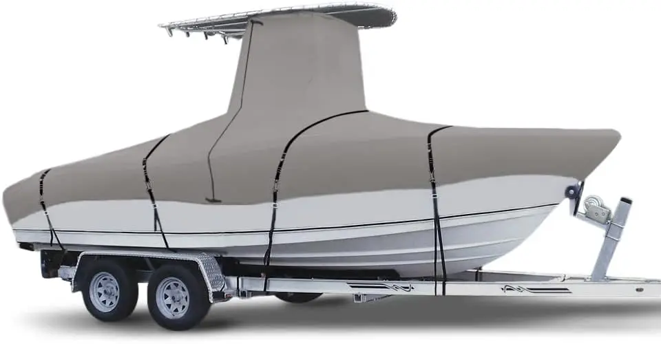 Marine Grade Fade and Tear Resistant Boat Cover，Heavy-Duty Waterproof and -Proof Boat Storage Cove