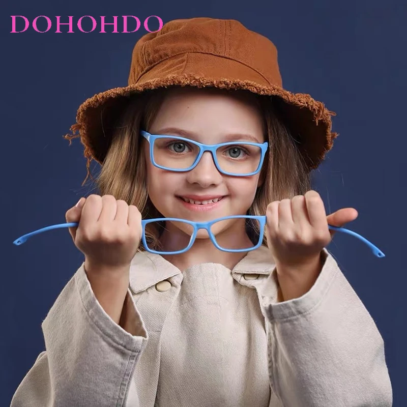 DOHOHDO 어린이 블루 라이트 방지 안경, 실리콘 아이패드 태블릿, 핸드폰 게임용 컴퓨터, 졸업 안경 없음