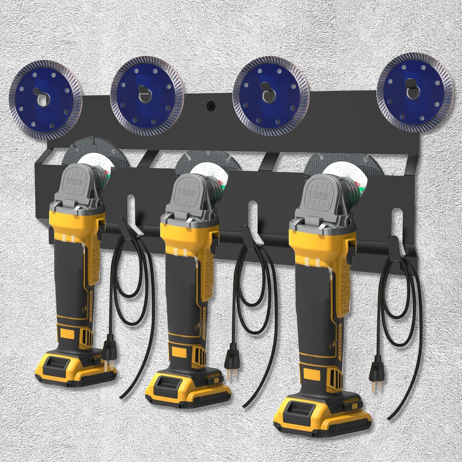 Angle Grinder Storage Rack Versatile Wall Mounted Tool Holder with Cutting Disc Hook Cutters Polishers Organizer Bracket