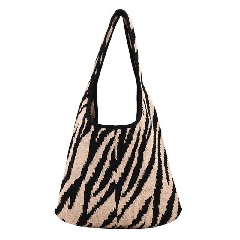 

Large Capacity Knitted Shoulder Bag Portable Shopping Bag Fashion Tote Bag
